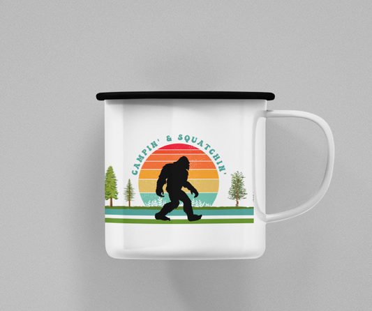 Campin' & Sasquatchin' Enamel Camp Cup