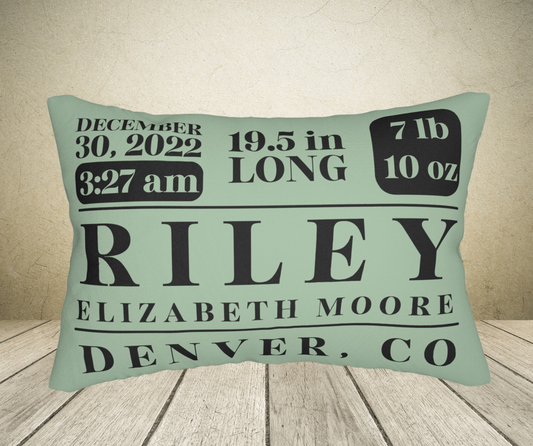 Personalized Baby Girl Birth Stats Pillow