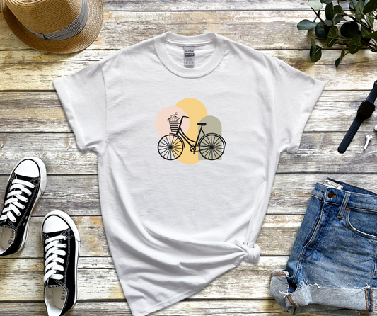 Boho Floral Bicycle Softstyle Adult T-Shirt