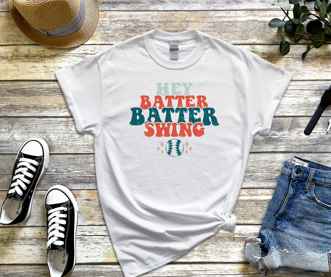 Hey Batter Batter Swing Adult Softstyle T-shirt – Tattered Twig Designs