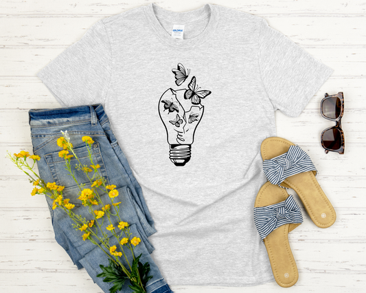 Butterfly Lighbulb Softstyle Adult T-Shirt